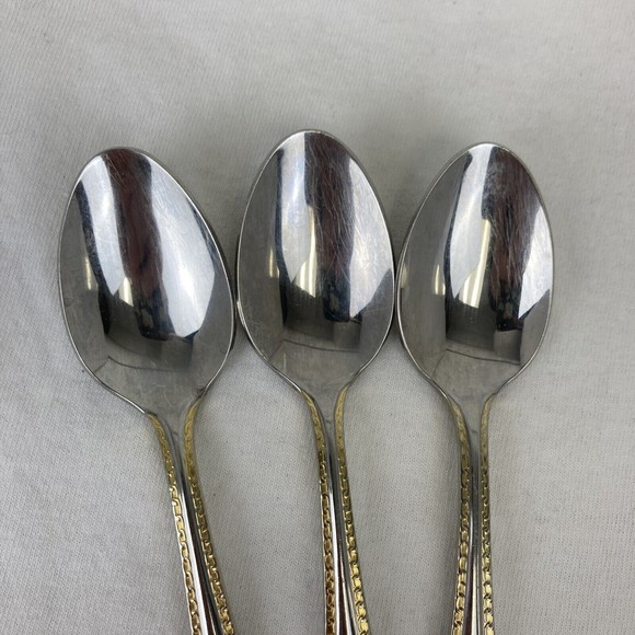 3 Retroneu GOLD ACCENT Chain 6”Spoons 18/8 Korea Stainless Flatware-GreatQuality - Picture 4 of 11